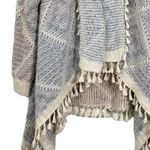 Orange Creek  Womens Sweater Small Ivory Gray Soft Knit Fringe Open Cardigan Photo 2