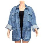 FAVORITE DAUGHTER Carly Cargo Denim Jacket, Highway, XL Blue Photo 8