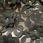 Liz Claiborne MEDIUM PURSE BLACK FAUX LEATHER FRONT 3D LASER CUT FLORAL DESIGN Photo 9