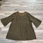 Denim 24/7 Olive Green Top 3/4 Sleeve, Metal Bead Detail F32 Size undefined Photo 5