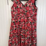 Robbie Bee Red Floral Midi Fit & Flare Dress Sleeveless V-Neck Plus Size 2XL Photo 1