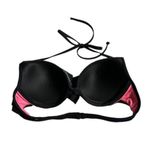 PINK - Victoria's Secret Victoria’s Secret PINK Black Push Up Ruffle Studded Rhinestone Cheeky Bikini Photo 3