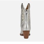 Nine West NEW $159 Puzz Western Booties Silver Metallic Photo 2