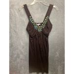 Moa Moa  Brown Beaded V Neck Tank Top Tunic Women's Size M Photo 3