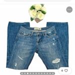 PINK - Victoria's Secret  Blue Flare Wide Leg Jeans Distressed Photo 2