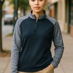 BADGER SPORT Custom Sport Blend 1/4 Zip Blue Pullover Activewear Top ~ Womens XL Photo 1