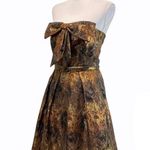Eva Franco Strapless Tube Bow Bronze Gold Metallic Casual Prom Party Sexy Dress Size 2 Photo 3
