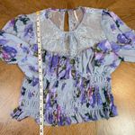 Free People Daphne Blouse Cropped Long Sleeve Purple Blue Size Medium Photo 7