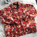 Vintage Red Floral Jacket Silk Full Zip Elegant Bomber Size L Photo 0
