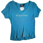 Harley Davidson Blue / Teal Short Sleeve T Shirt Tee Shirt Large Photo 0
