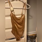 SKIMS Size XL Glissenette Chai Scoop Neck Sheer Bodysuit Shimmery Golden Photo 9