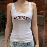 Brandy Melville John Galt Gray Cream Ribbed Newport Soft Casual Tank Top Photo 2