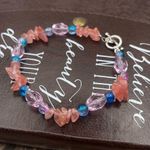 Vintage Y2K Beaded Rose Quartz Pink Glass Bohemian Bracelet Photo 1