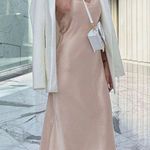 ZARA midi dress wedding beige tan satin effect slip party coctail Photo 0