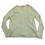 Ann Taylor Vtg 90s 100% Silk Cable Knit V-Neck Cardigan Sweater - Light Green Photo 1
