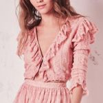 Love Shack Fancy Macey Crop Top XS Rosewater Pink Lace Ruffle Long Sleeve Blouse Photo 1
