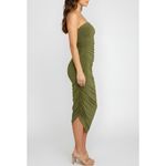 Norma Kamali  Strapless Diana Ruched Stretch Jersey Midi Dress, Military, XS Photo 3
