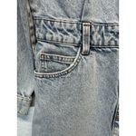 ZARA  Denim Long Sleeve Button Up Jean Mini Dress Sz L Light Blue Wash w/ Pockets Photo 3