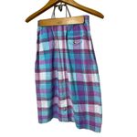 Nell Flowers Vintage Plaid Skirt Button Front Cotton Purple Blue Pink White Sz 6 Photo 4