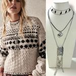 Free People  For What It's Worth Layered Necklace Silver NWT Bohemian Fringe Boho Photo 1