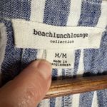 Beach Lunch Lounge Blue White Stripe Sleeveless Linen Cotton V‎ Neck Sz M Size M Photo 1