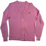 Vintage Haymaker Pink Orlon Acrylic Cardigan Sweater Embroidered Crocodile Logo Size M Photo 0