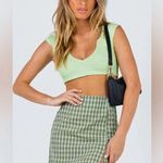Princess Polly Women’s Green Plaid Checkered Gingham Slit Skirt size 2 Photo 0