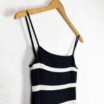 ZARA  Navy Striped Square-Neck Maxi Dress Medium Ribbed Knit Stretch Minimalist Photo 6