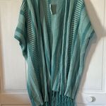 Anthropologie NWT Teal Striped Open-Front Cardigan with Fringe - OS Photo 0
