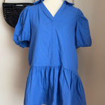 Pinch Blue Puff Sleeve Empire Waist Dress, Pockets, Size Large Photo 0