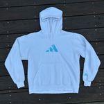 Adidas Vintage Y2K White  Originals Hoodie Sweatshirt w/ Light Blue Logo Photo 0