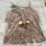 Ro & De  Crushed Velvet soft pink tank top with statement necklace. Photo 0