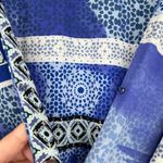 Parker Dominica Olympos Blue Faux Wrap Midi Dress short sleeve flowy Size large Photo 5