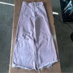 ZARA  Womens Y2K Wide Leg Jeans Pastel Pink High rise Flare Boho Raw Hem Photo 1