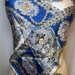 Vintage silk scarf square paisley blue cream EUC 29.5” x 30.5” Photo 13