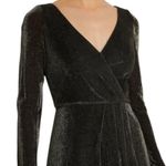 Mac Duggal  Size 16 NEW Black Gold Long Sleeve Faux Wrap A Line Gown 49088 NWT Photo 2