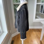 Vintage Baileys Point Black Denim Sherpa Trim Quilted Lining Jean Jacket Large Photo 3
