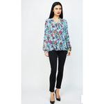Anthropologie RD + Koko Blue Long Sleeved Teal Floral Printed Top” Photo 1