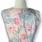 Vintage Lanz Originals Dress Pastel Pink Cornflower Blue Floral Printed Flowy Size 8 Photo 3