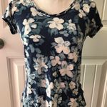 Vera Wang Simply Vera  Blue Floral Short Sleeve Tee Photo 1
