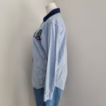 American Vintage Vintage Casey & Max Christmas Themed Button Down Shirt Long Sleeve Blue White M Photo 5