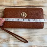 Wristlet Wallet Faux Leather Brown Zipper Closure Photo 4