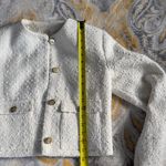 Abercrombie & Fitch | COLLARLESS CROPPED TWEED JACKET IN WHITE SMALL Photo 6
