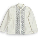 Alfred Dunner Cream Fair Isle Fleece Full Zip Jacket Large Photo 0