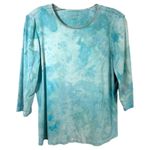 Christopher & Banks  Large Top Handmade Tie‎ Dye 3/4 Sleeve Cotton Blue Boho 434 Photo 1