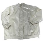 Maeve‎ Jacket Womens Large Ivory Marbled Oversized Faux Leather Bomber Anthro Photo 1