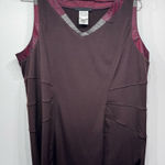 Vintage Y2K Brown Tank Top with Burgundy Gray Trim Asymmetric Raw Hem Alain Weiz Size 16 Photo 0