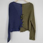 Vintage Tie Front Swetaer M/L Blue Green Fairy Grunge Lagenlook Artsy Whimsical Size M Photo 5