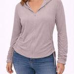 Free People Movement Mauve Ruched Drawstring Hoodie Long Sleeve Zip Up Size M Gray Size M Photo 0