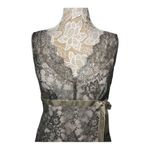 Ann Taylor  Loft silver lace V neck scalloped top sleevless, cami attached size 8 Photo 2